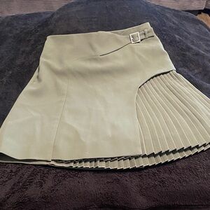 Karen Millen Sage Green A-Line Skirt with Pleats